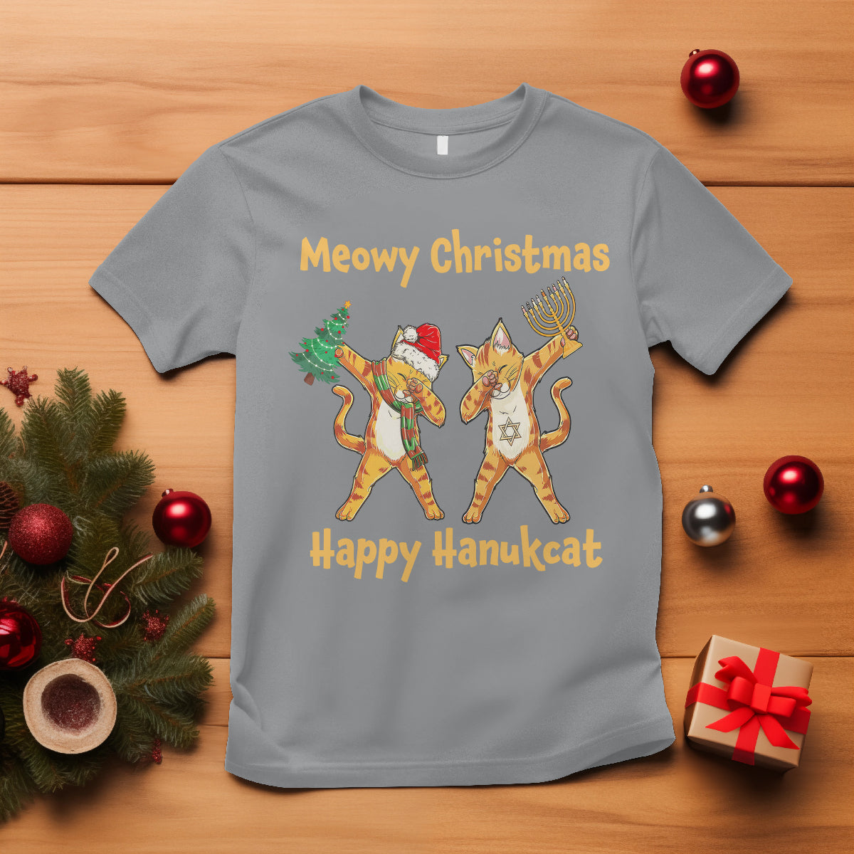 Happy Hanukcat Meowy Christmas Cat Lover Hanukkah T Shirt - Wonder Print Shop