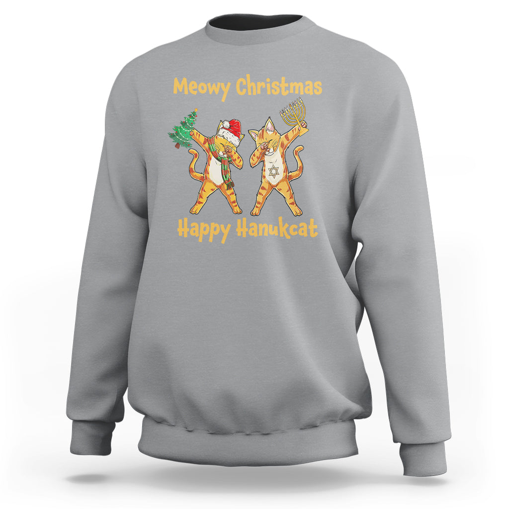 Happy Hanukcat Meowy Christmas Cat Lover Hanukkah Sweatshirt - Wonder Print Shop