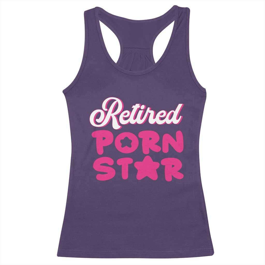 Funny Naughty Adult Humor Retirement Racerback Tank Top Retired P0rn Star