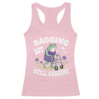 Funny Frog Meme Racerback Tank Top Sagging But Still Gagging Naughty Adult Humor