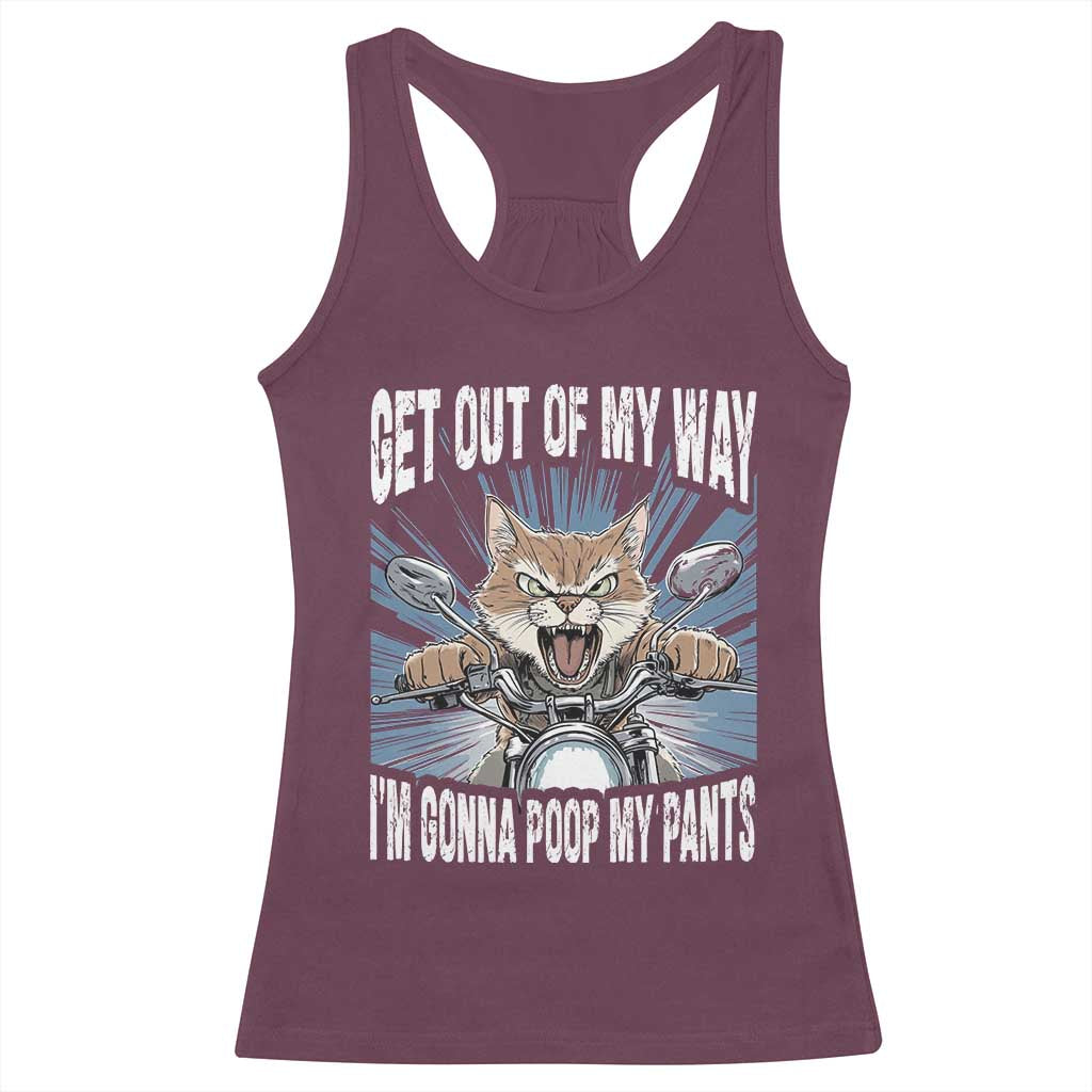 Funny Meme Racerback Tank Top Get Out of My Way Gonna Poop My Pants