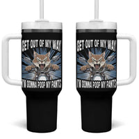 Funny Meme Tumbler With Handle Get Out of My Way Gonna Poop My Pants