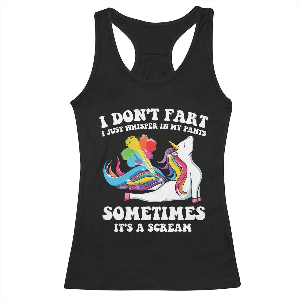 Funny I Don't Fart I Whisper In My Pants Racerback Tank Top