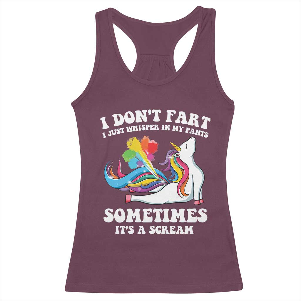 Funny I Don't Fart I Whisper In My Pants Racerback Tank Top