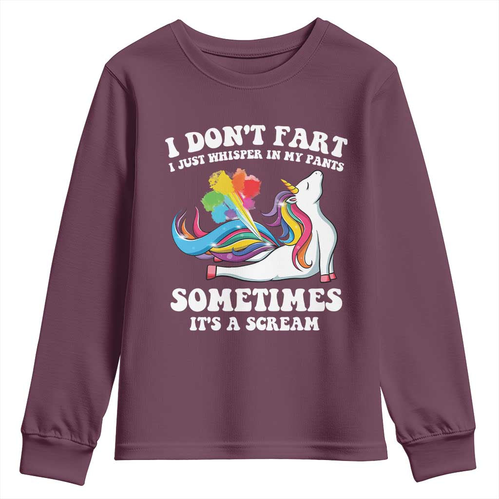 Funny I Don't Fart I Whisper In My Pants Youth Sweatshirt