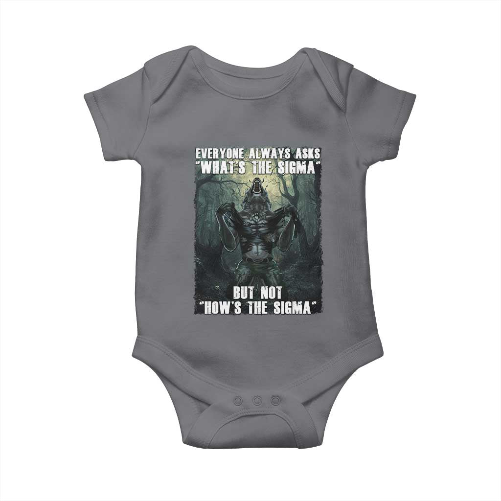 Funny Meme Wolf Alpha Baby Onesie Everyone Always Asks What's The Sigma But Not How's The Sigma