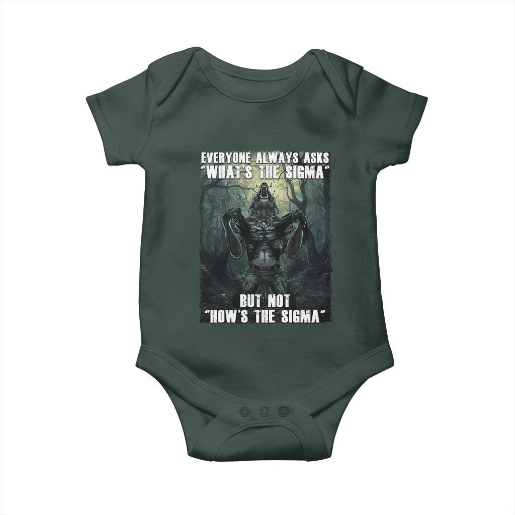 Funny Meme Wolf Alpha Baby Onesie Everyone Always Asks What's The Sigma But Not How's The Sigma
