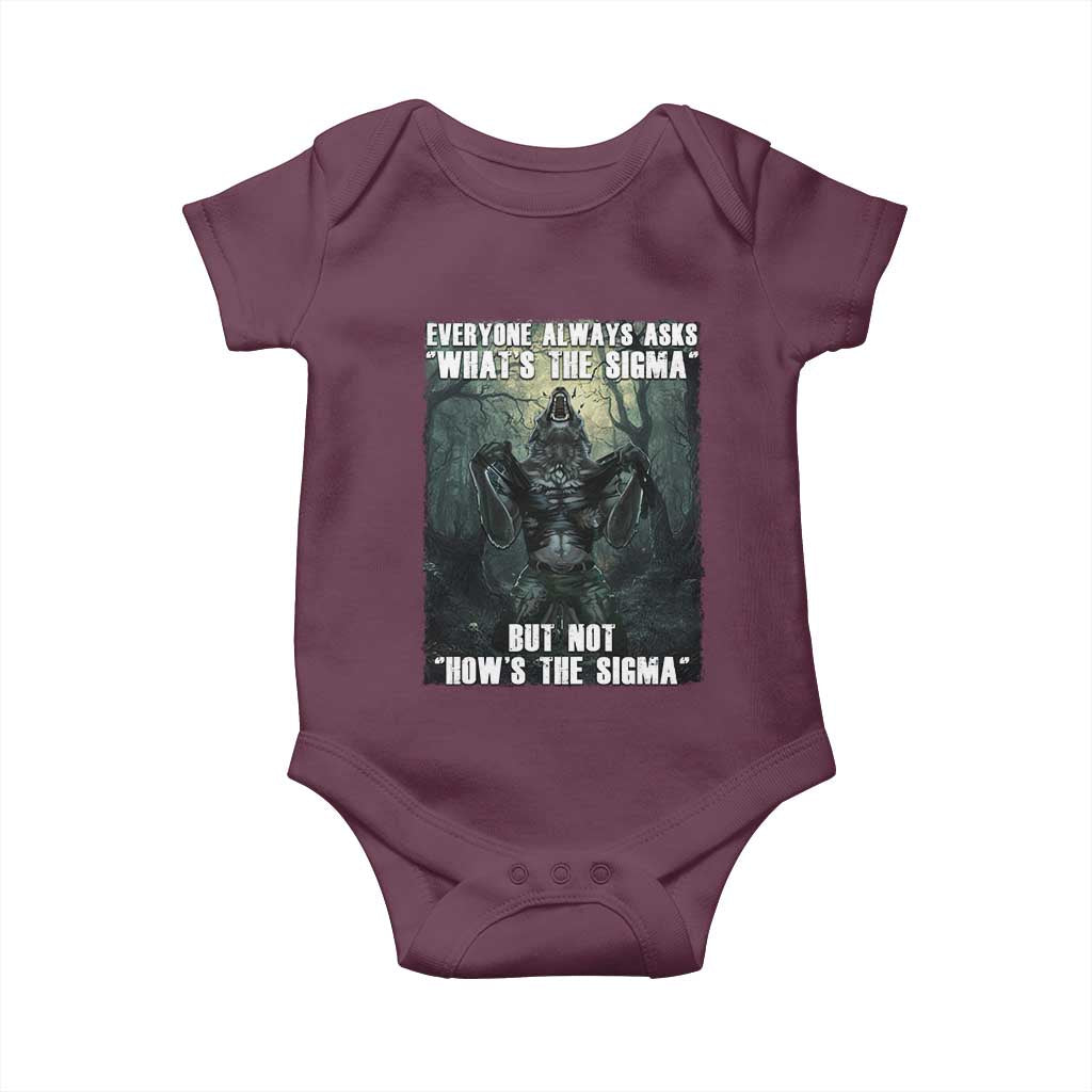 Funny Meme Wolf Alpha Baby Onesie Everyone Always Asks What's The Sigma But Not How's The Sigma