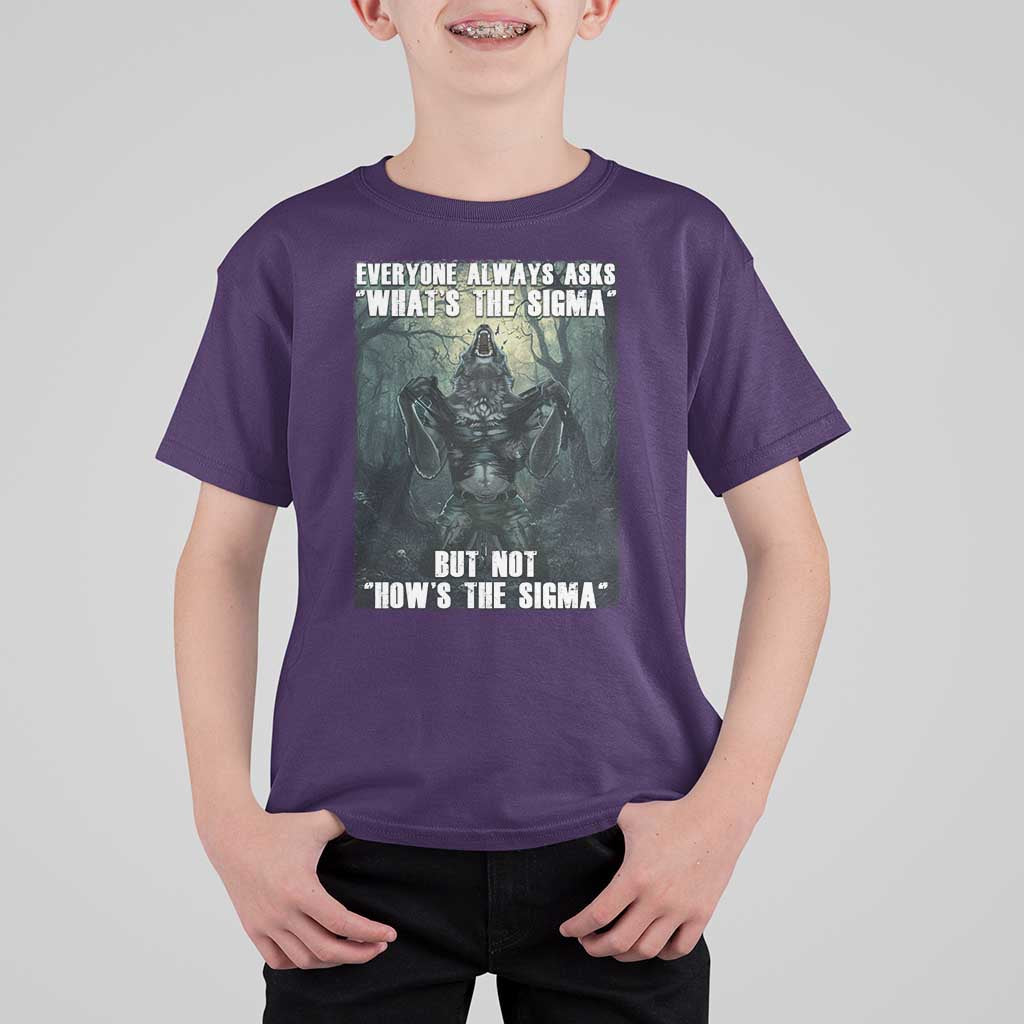 Funny Meme Wolf Alpha T Shirt For Kid Everyone Always Asks What's The Sigma But Not How's The Sigma