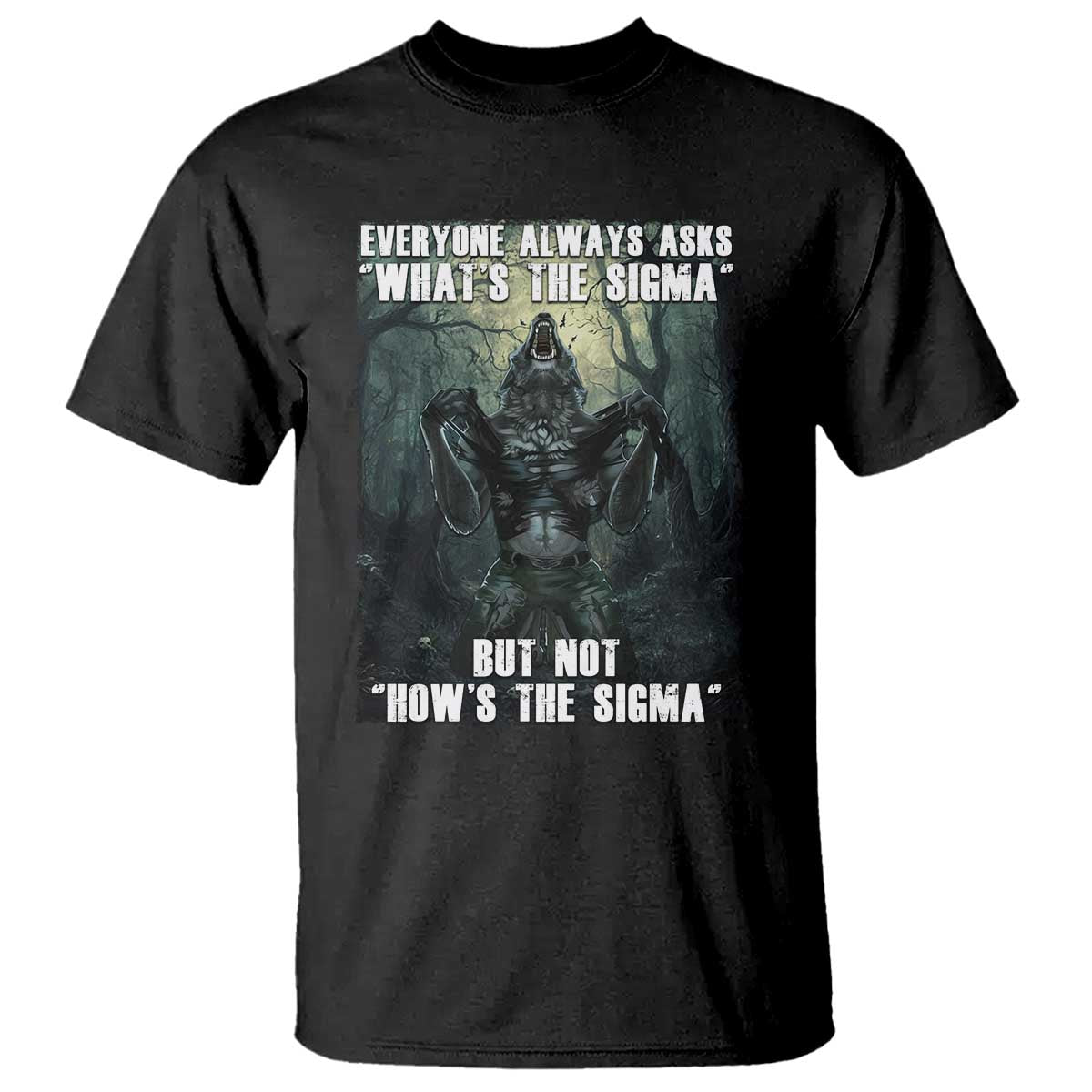 Funny Meme Wolf Alpha T Shirt Everyone Always Asks What's The Sigma But Not How's The Sigma