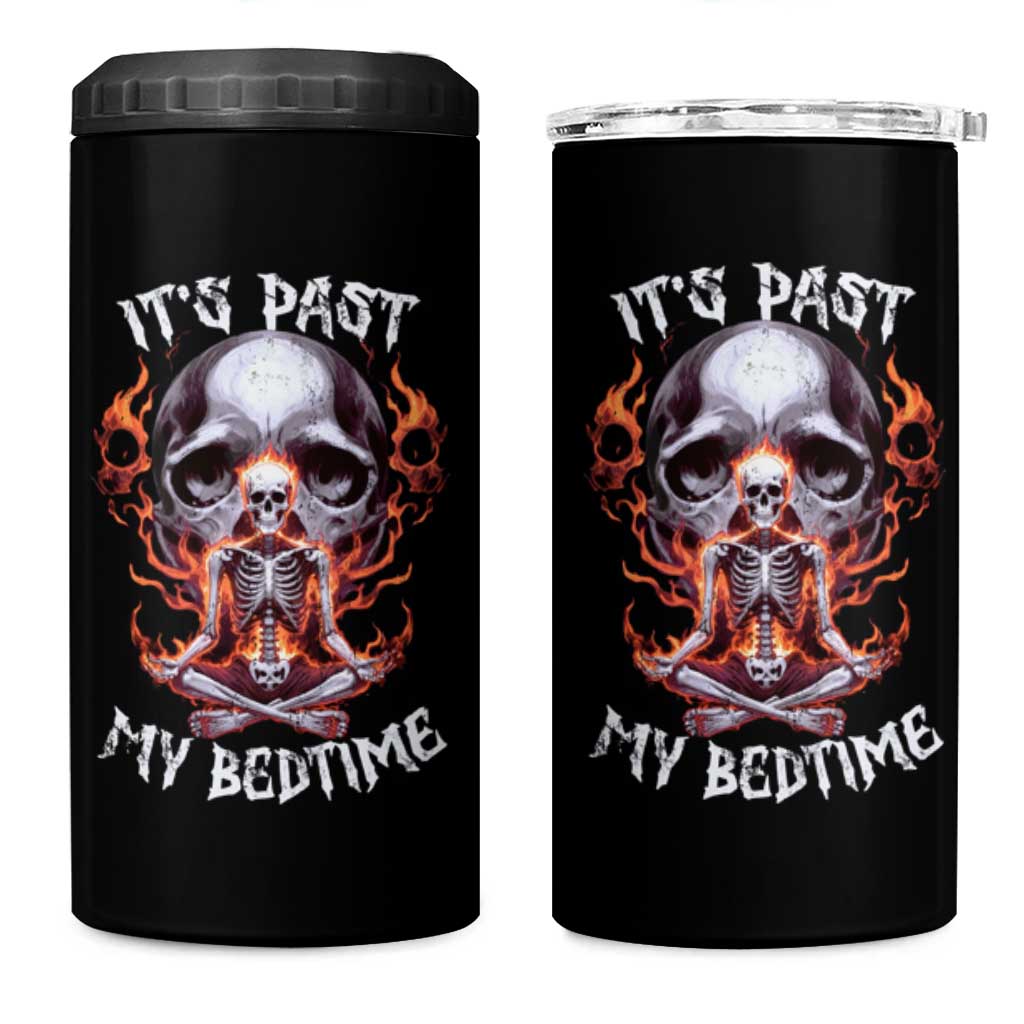 Funny Skeleton Meme 4 in 1 Can Cooler Tumbler It's Past My Bedtime