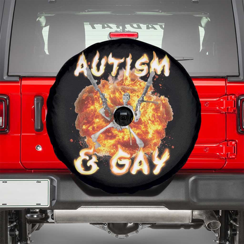 Funny Skeleton Meme Spare Tire Cover Autistic and Gay