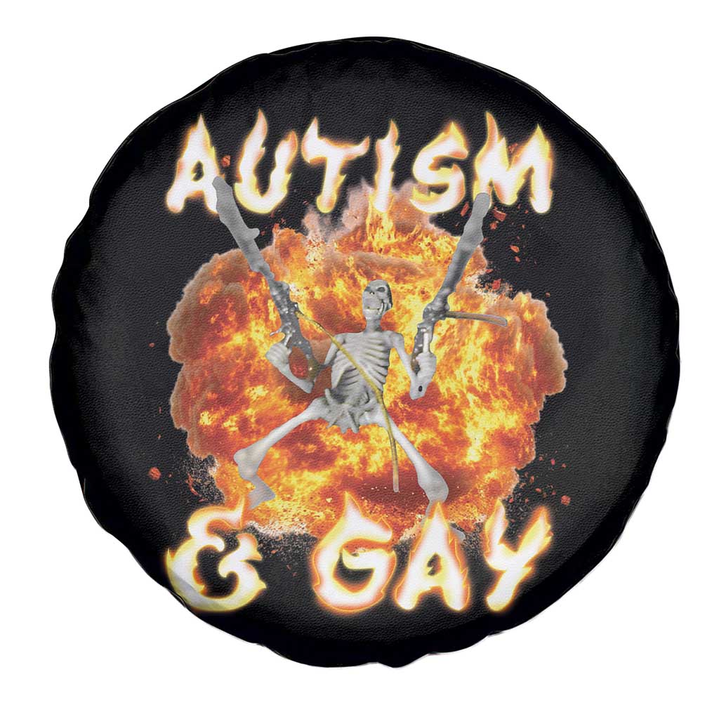 Funny Skeleton Meme Spare Tire Cover Autistic and Gay