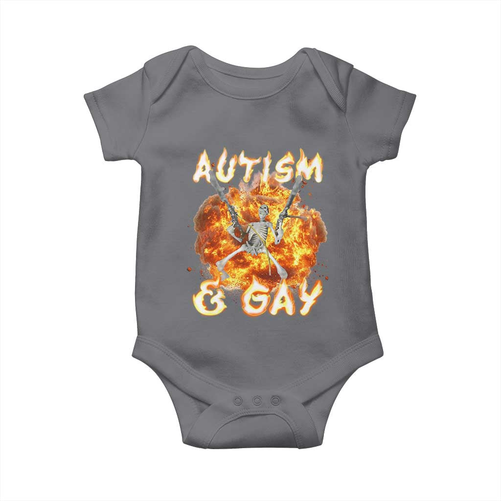 Funny Skeleton Meme Baby Onesie Autistic and Gay