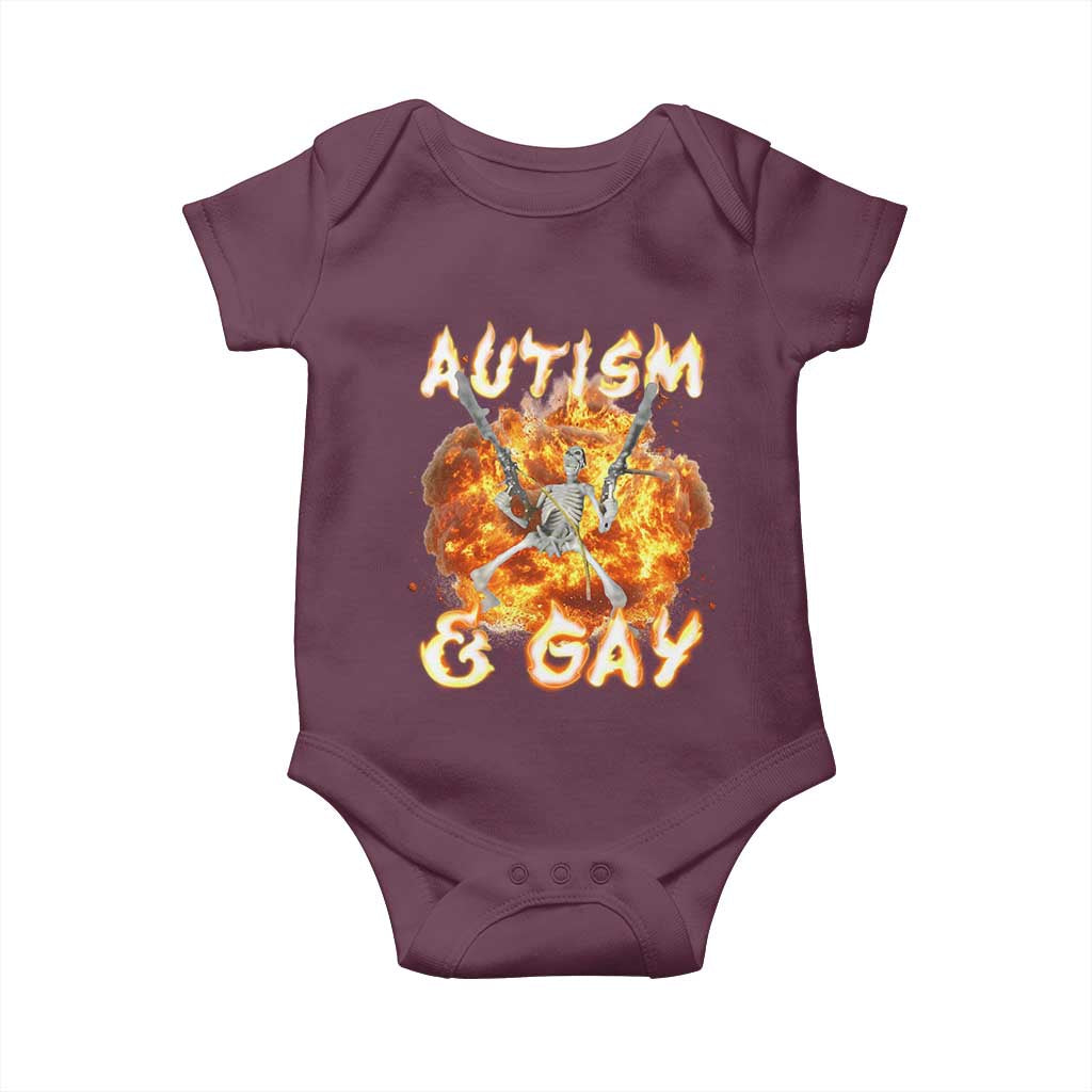 Funny Skeleton Meme Baby Onesie Autistic and Gay