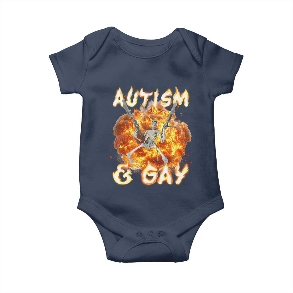 Funny Skeleton Meme Baby Onesie Autistic and Gay
