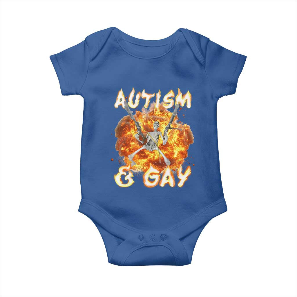 Funny Skeleton Meme Baby Onesie Autistic and Gay