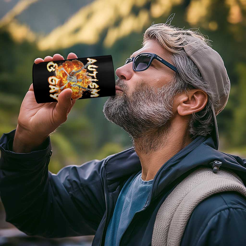 Funny Skeleton Meme 4 in 1 Can Cooler Tumbler Autistic and Gay