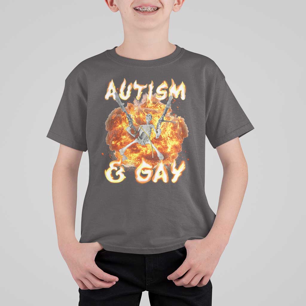Funny Skeleton Meme T Shirt For Kid Autistic and Gay