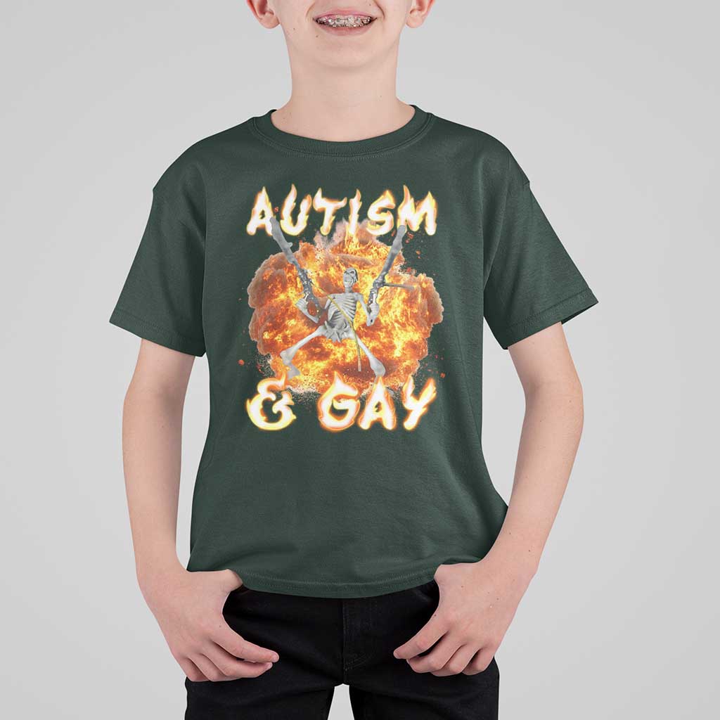 Funny Skeleton Meme T Shirt For Kid Autistic and Gay
