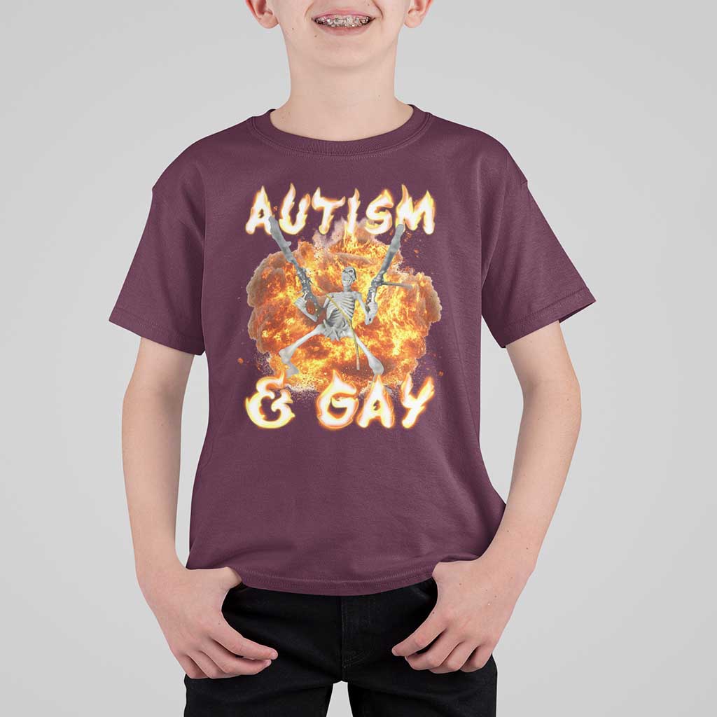 Funny Skeleton Meme T Shirt For Kid Autistic and Gay
