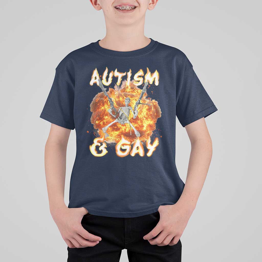 Funny Skeleton Meme T Shirt For Kid Autistic and Gay