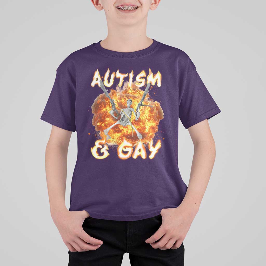Funny Skeleton Meme T Shirt For Kid Autistic and Gay