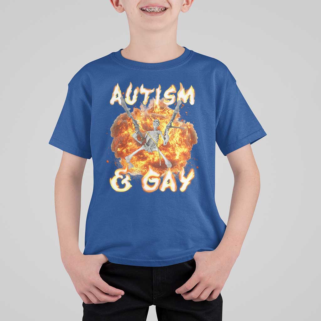 Funny Skeleton Meme T Shirt For Kid Autistic and Gay