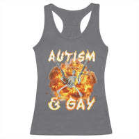 Funny Skeleton Meme Racerback Tank Top Autistic and Gay