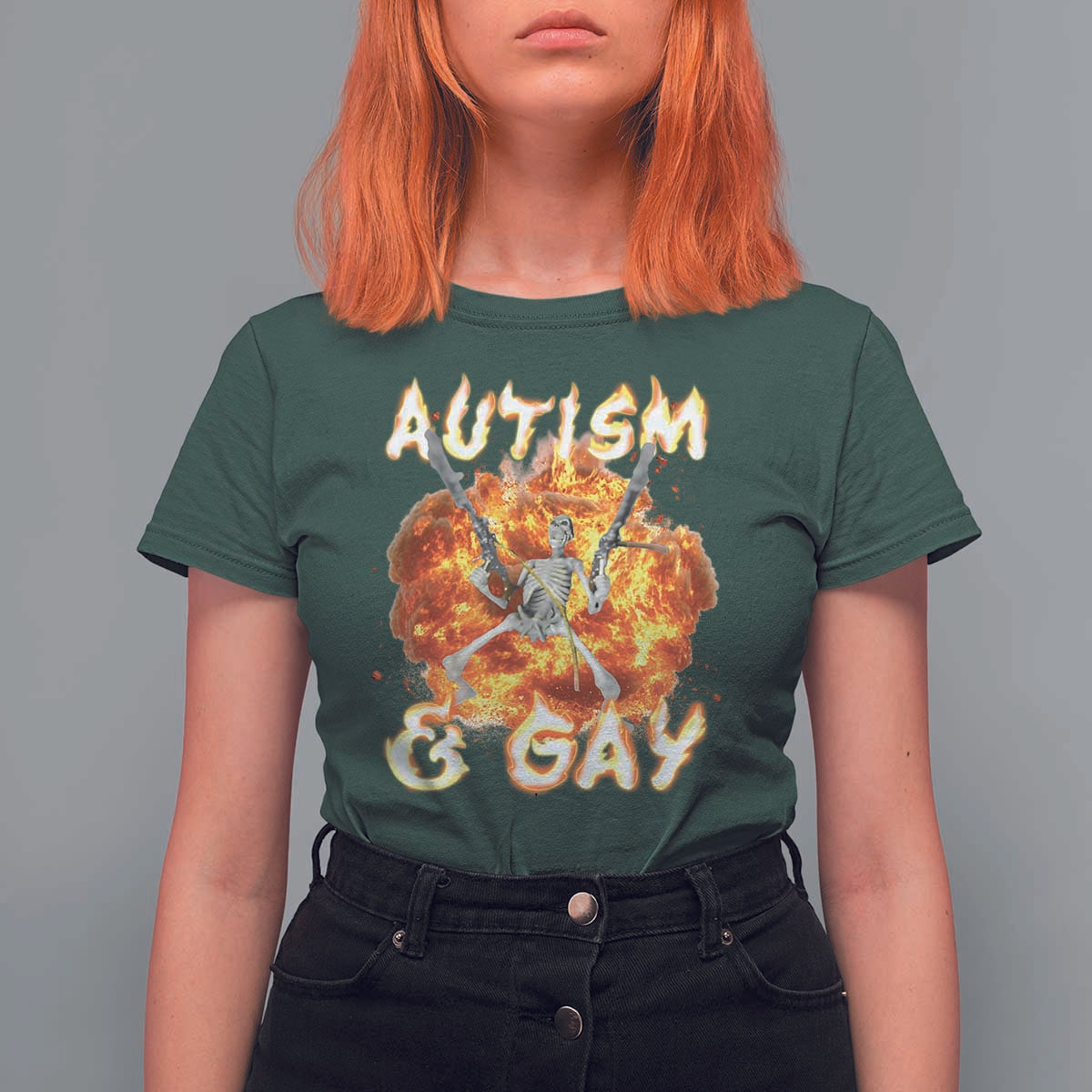 Funny Skeleton Meme T Shirt For Women Autistic and Gay