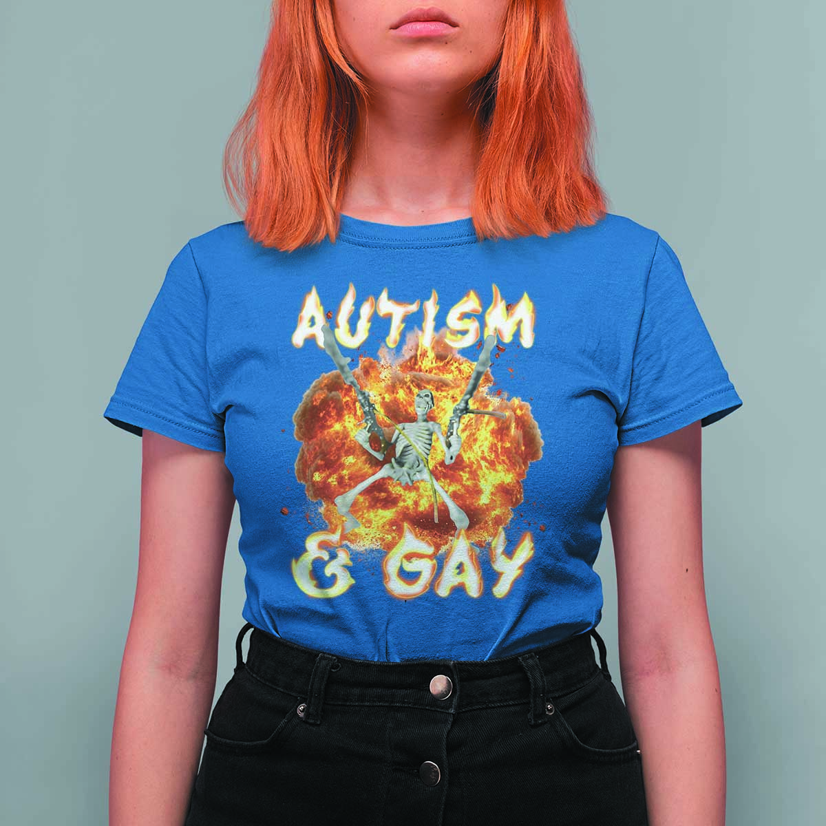 Funny Skeleton Meme T Shirt For Women Autistic and Gay