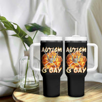 Funny Skeleton Meme Tumbler With Handle Autistic and Gay