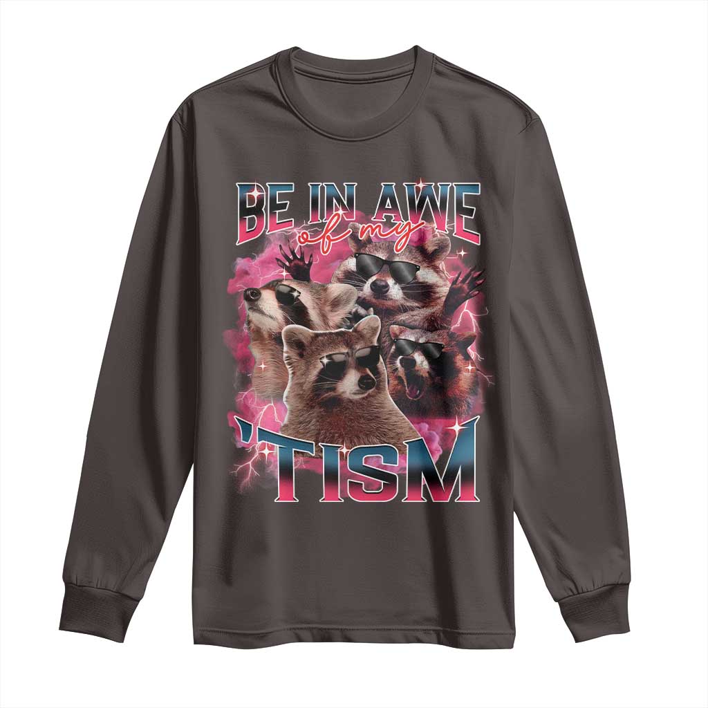 Funny Meme Autistic Raccoon Long Sleeve Shirt Be In Awe Of My 'Tism