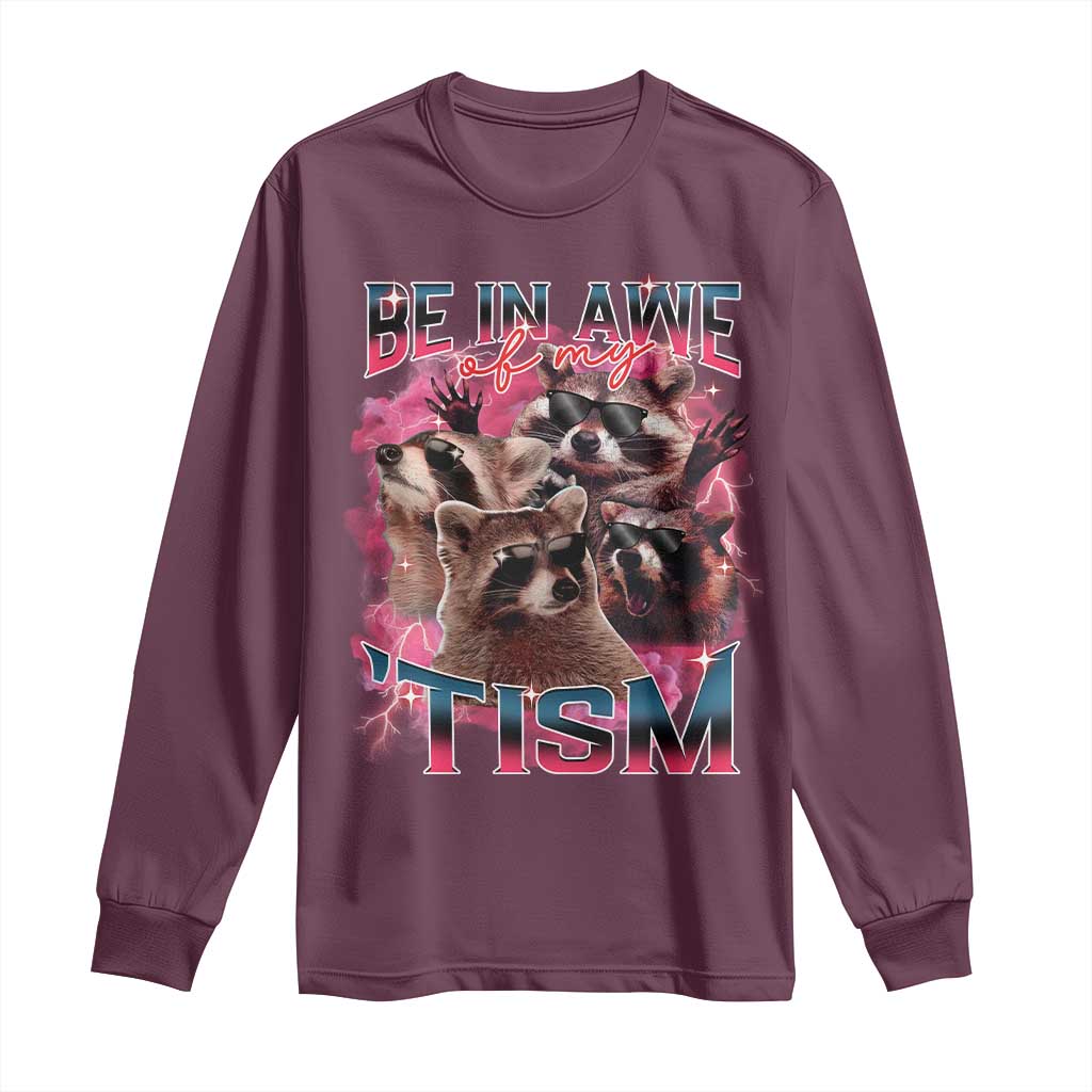 Funny Meme Autistic Raccoon Long Sleeve Shirt Be In Awe Of My 'Tism
