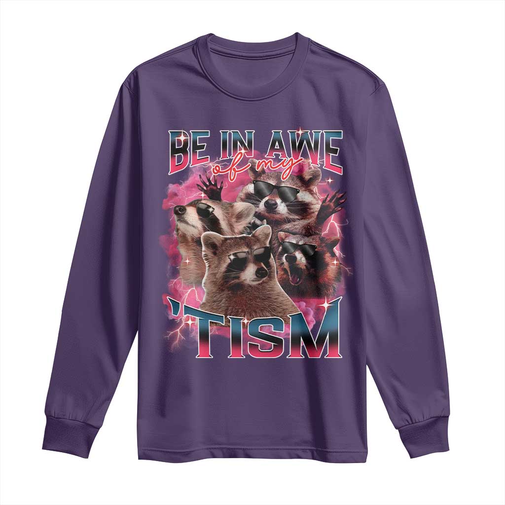Funny Meme Autistic Raccoon Long Sleeve Shirt Be In Awe Of My 'Tism