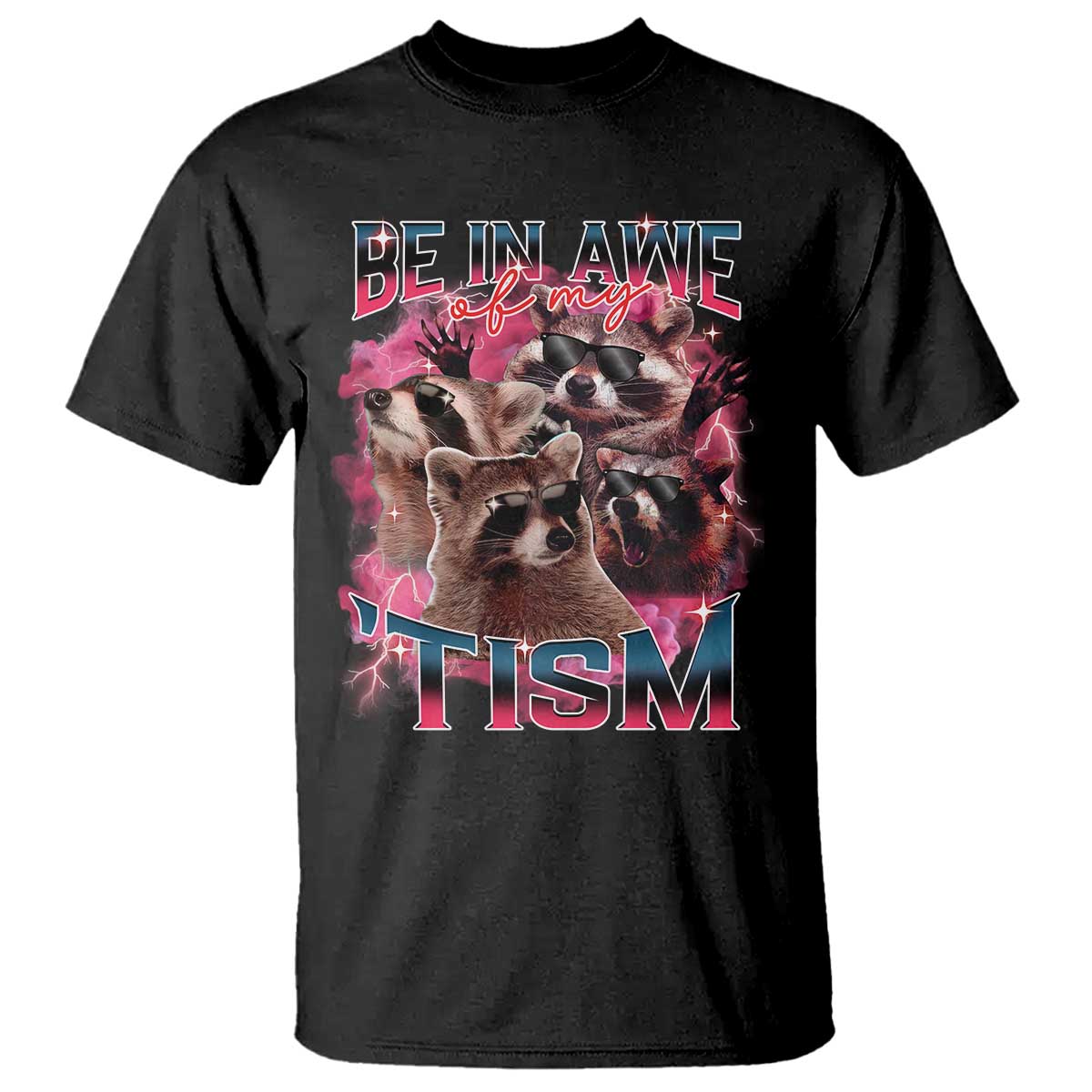 Funny Meme Autistic Raccoon T Shirt Be In Awe Of My 'Tism