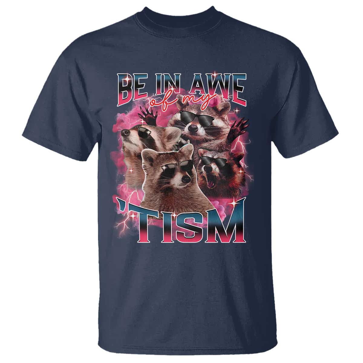 Funny Meme Autistic Raccoon T Shirt Be In Awe Of My 'Tism