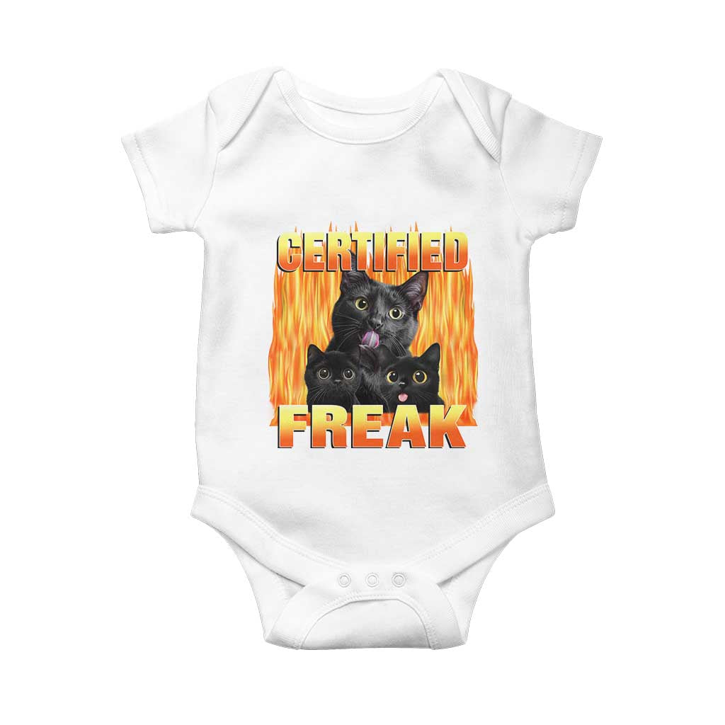 Funny Cat Meme Baby Onesie Certified Freak
