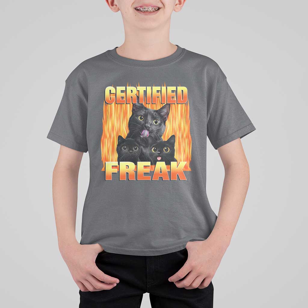 Funny Cat Meme T Shirt For Kid Certified Freak