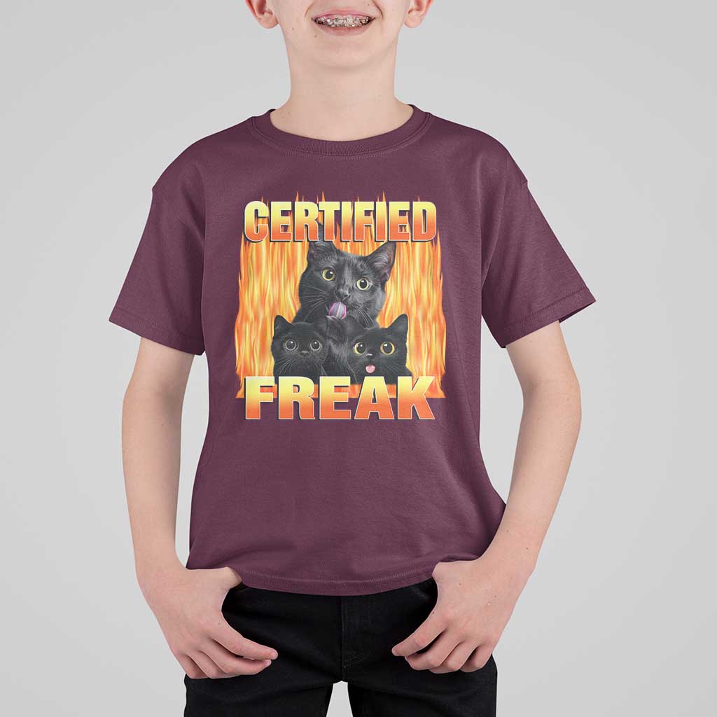 Funny Cat Meme T Shirt For Kid Certified Freak
