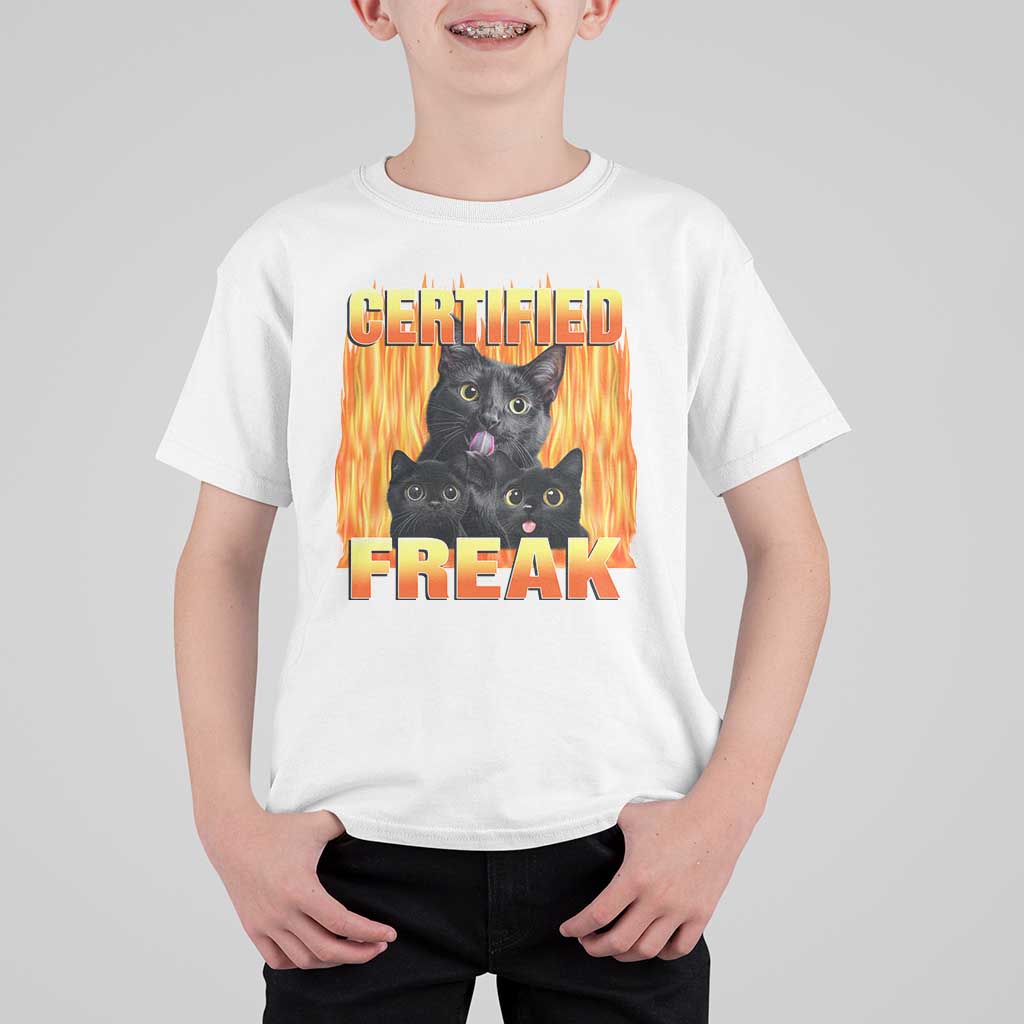 Funny Cat Meme T Shirt For Kid Certified Freak