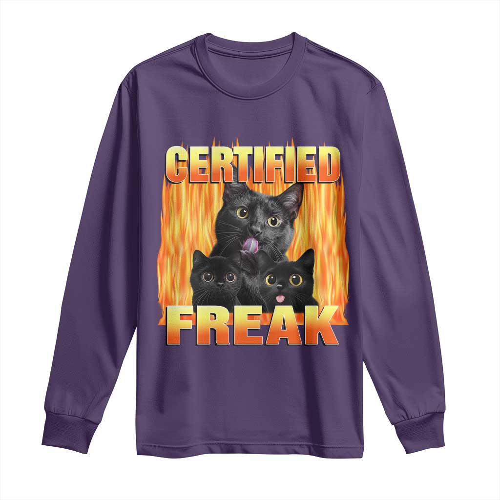 Funny Cat Meme Long Sleeve Shirt Certified Freak
