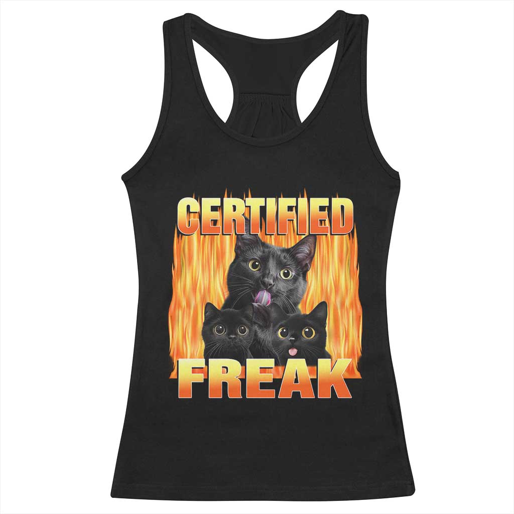 Funny Cat Meme Racerback Tank Top Certified Freak
