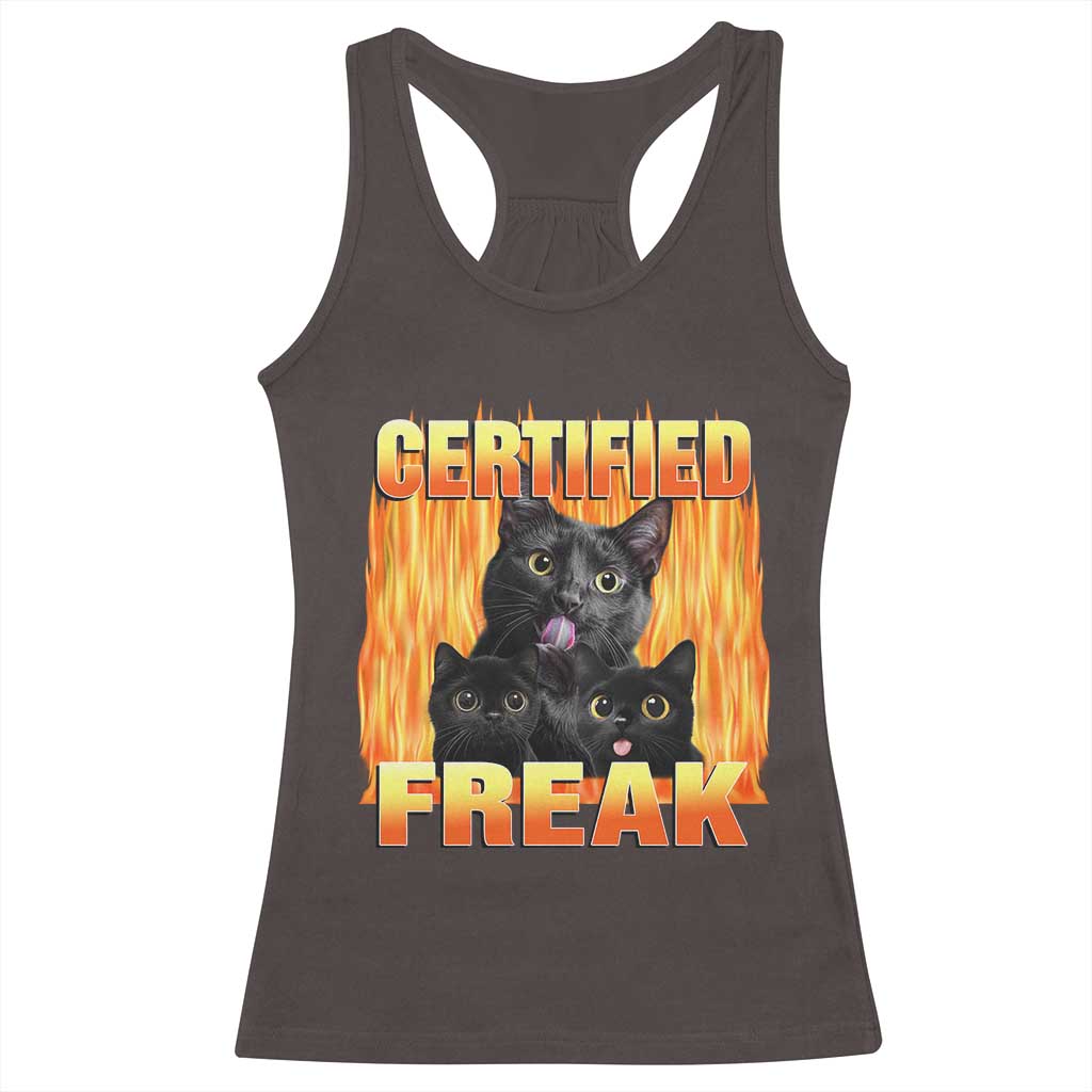 Funny Cat Meme Racerback Tank Top Certified Freak