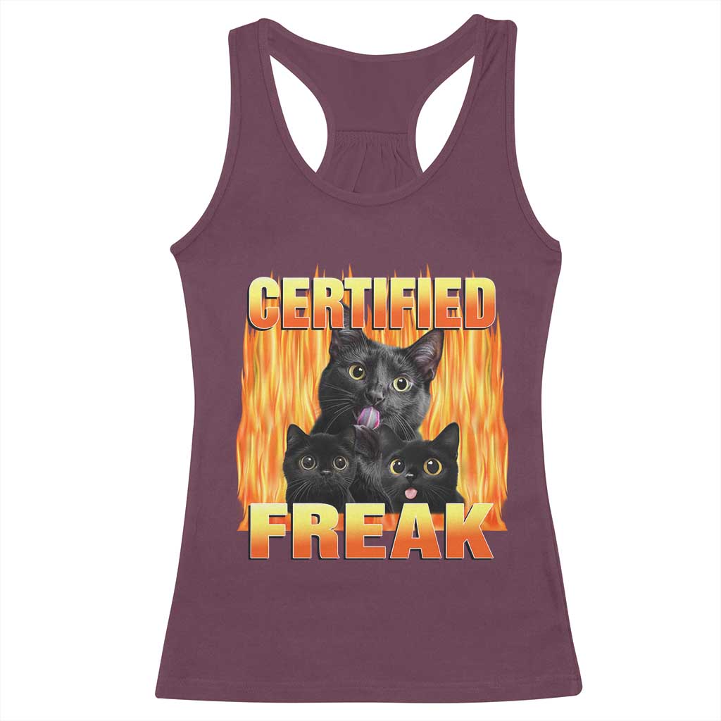 Funny Cat Meme Racerback Tank Top Certified Freak