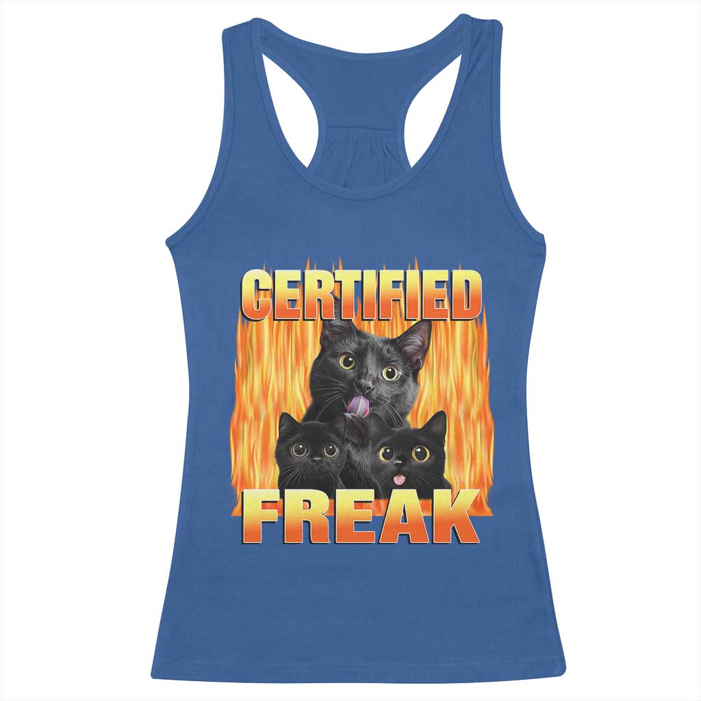 Funny Cat Meme Racerback Tank Top Certified Freak