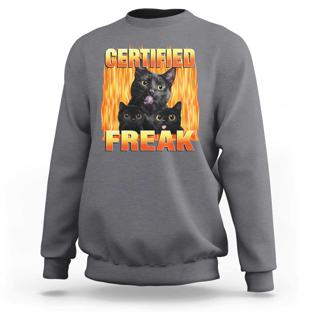 Funny Cat Meme Sweatshirt Certified Freak