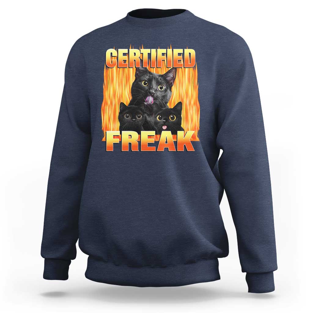Funny Cat Meme Sweatshirt Certified Freak
