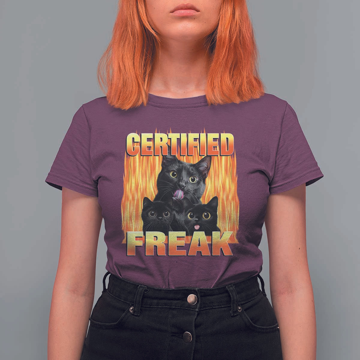 Funny Cat Meme T Shirt For Women Certified Freak
