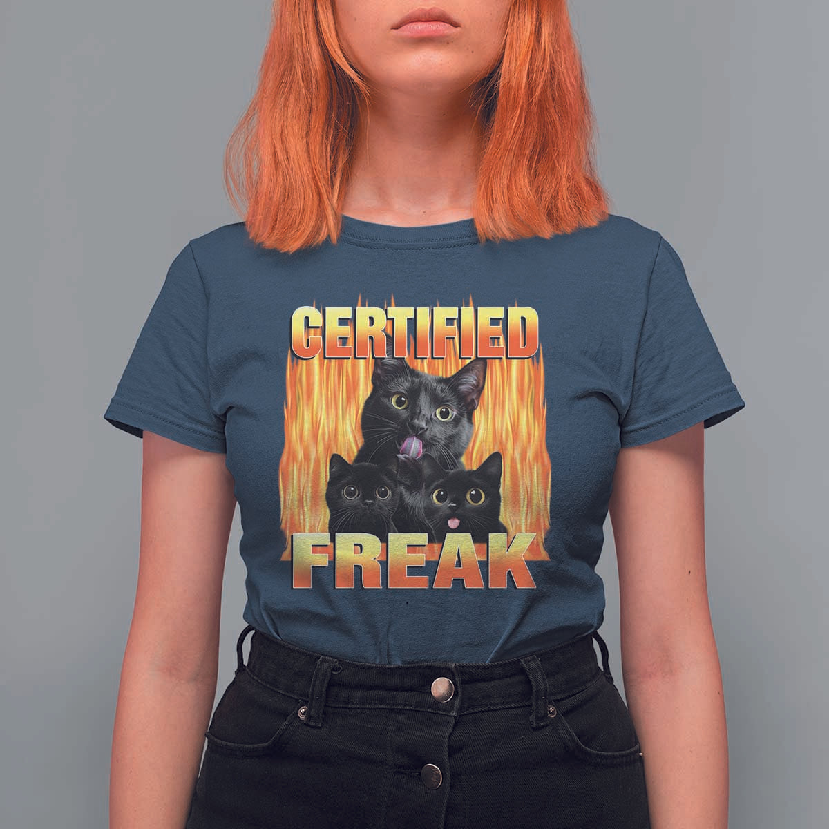 Funny Cat Meme T Shirt For Women Certified Freak